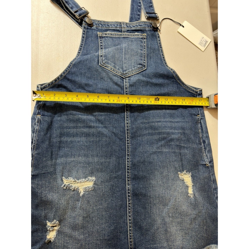NWT Cello Distressed Jean Overall Dress Size M Fringe Frayed Skater Boho Hiphop - Picture 5 of 10